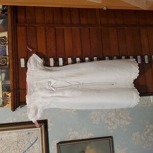 Elegant White Christening Dress with Ribbon Detail. Small Size. Vintage
